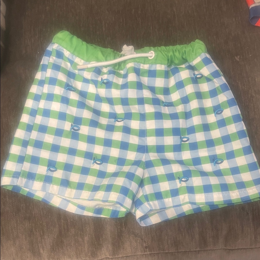 Jacadi Blue and Green Checkered Women's Athletic Shorts